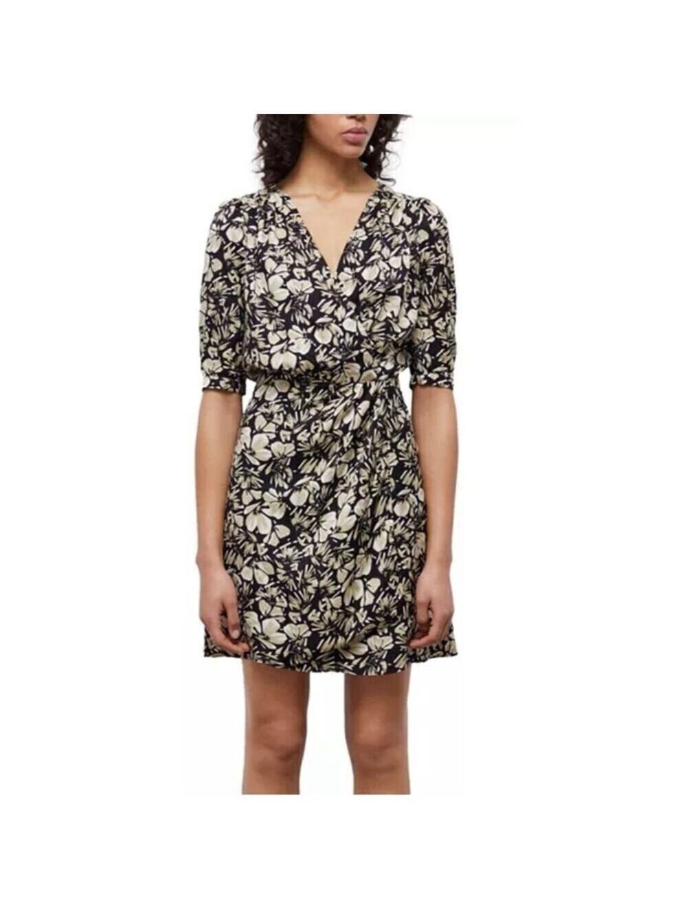 NWT The Kooples M Twill Flowers Faux Wrap Mini Dress Floral V-Neck $365